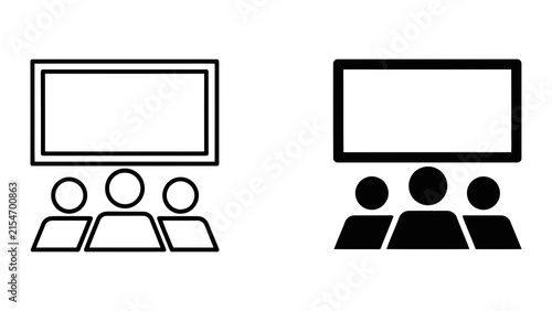 Cinema movie theater audience seating vector icons set isolated on white background