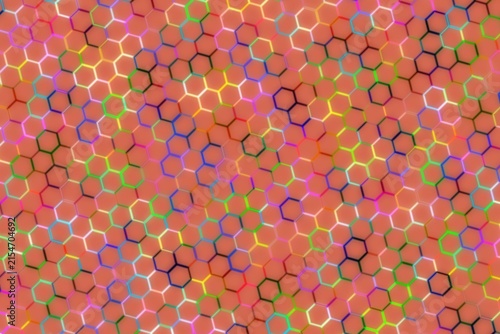 Colorful abstract pattern with hexagons and vibrant hues