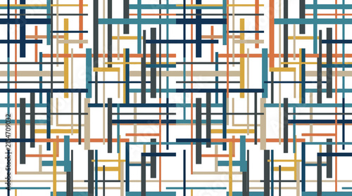 A colorful abstract pattern with intersecting lines on white background
