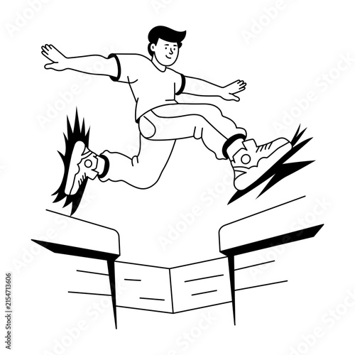 A parkour athlete clears a low barrier with both legs lifted to one side, bracing with one hand while motion lines emphasize a fast vaulting movement.