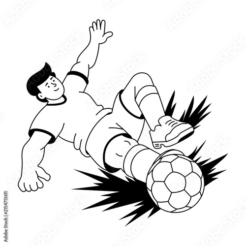 A soccer player slides low toward the ball with one leg extended, captured in a dramatic tackle as another leg lifts and speed marks show forceful movement.
