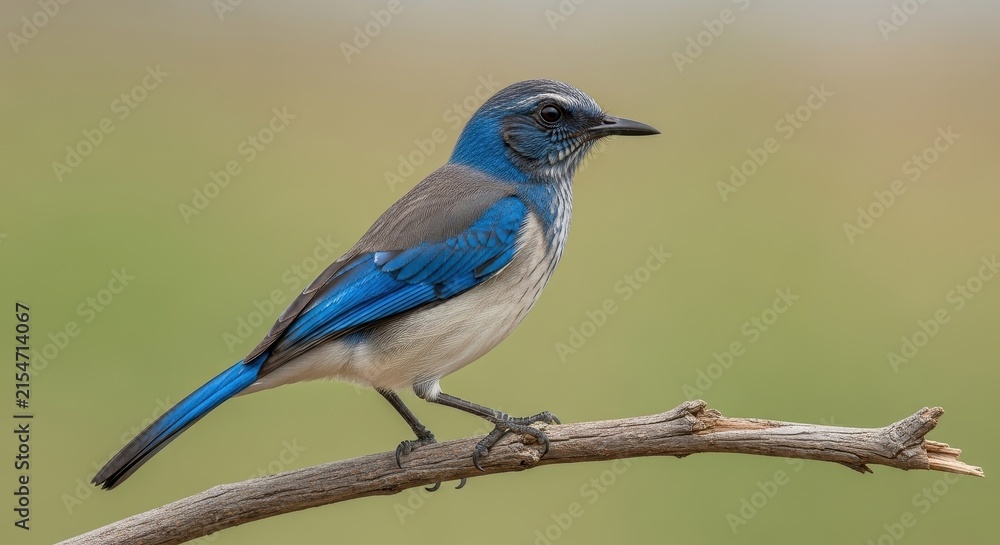 Obraz premium Western Bluebird Perched on a Branch in Soft Natural Light.