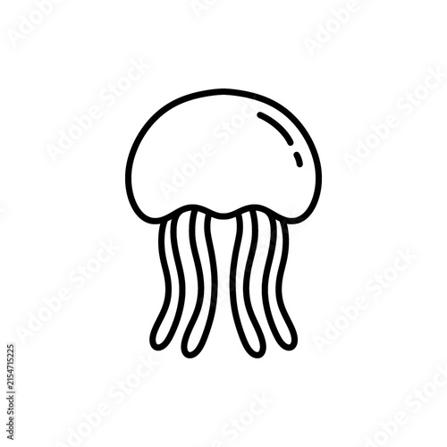 Jellyfish line icon with hand drawn doodle design style