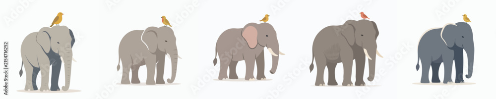 Fototapeta premium Vector of elephant activities. World Elephant Day theme. Vektor, ilustration, minimalist, flat