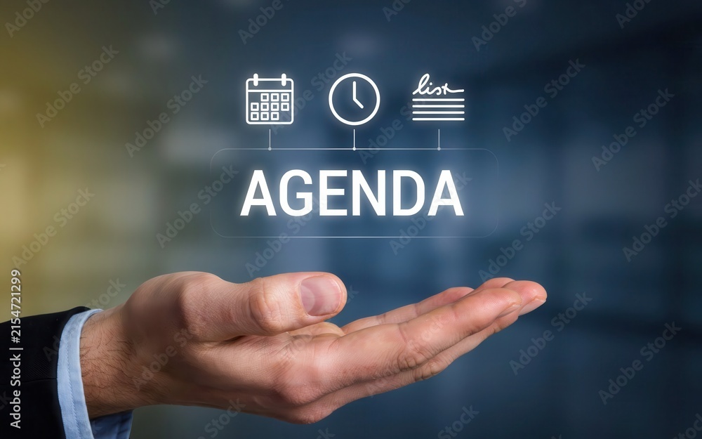 Obraz premium Business hand presenting a digital agenda concept