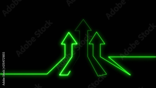 Glowing Neon Up Arrow Financial Business Graph Icon Animation. Neon up arrow concept and business graph icon. Neon glowing Financial business graph icon animation.