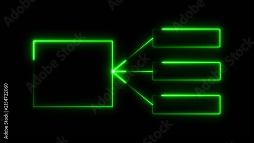 Glowing Neon Business Hierarchy Organogram Flowchart Network Diagram Neon flowchart, Corporate organizational structure graphic elements, network diagram, hi-tech illustration.