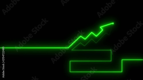 Neon Arrow Business Growth Graph Animation Market Recovery Concept . Market Recovery Concept. Successful growth trend line graph going Up..