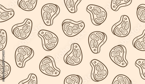 Quadro su tela BBQ meat doodle background