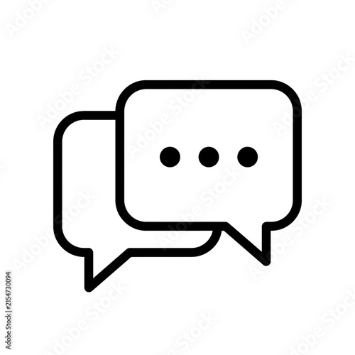 Minimalist Outline Icon of Two Speech Bubbles for Online Communication and Digital Messaging