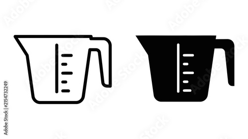 Measuring cup kitchen tool vector icon set isolated on white background for culinary apps