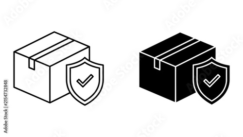 Secured package delivery icon for shipping logistics and e-commerce protection