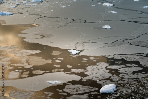 Antarctic expedition. View of melting ice in Antarctica during an expedition in early spring
