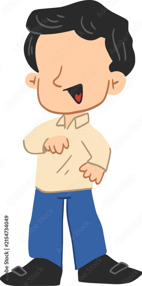 Fototapeta premium Man Standing Wearing Tan Polo Shirt