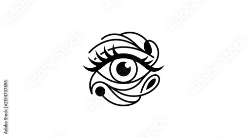 Ornamental eye icon with fluid swirl patterns