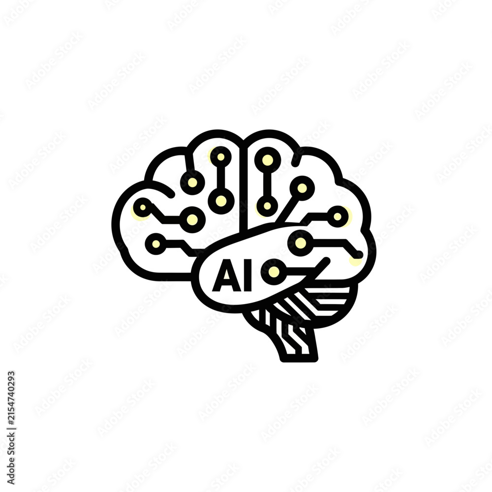 Fototapeta premium Artificial Intelligence Brain Concept Icon