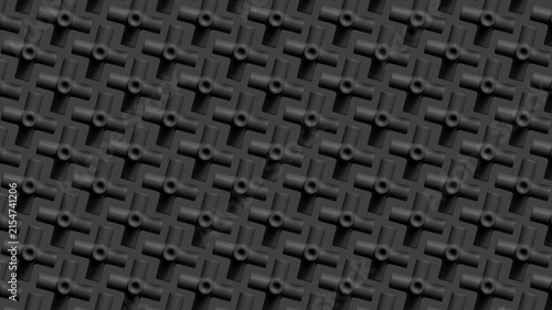 A dense black modular surface moves continuously in this abstract 3D video.