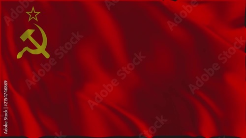 Soviet Union flag waving slowly in the foreground