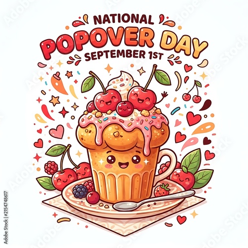 National popover day september 1st illustration isolated on white background