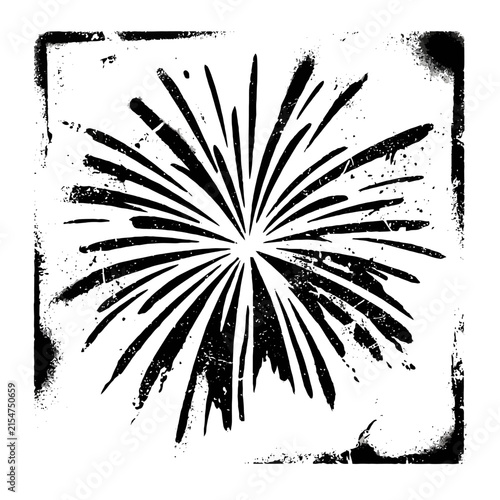 Minimalist Black Sunburst Design With Subtle Weathered Distressed Grunge Texture Overlay Effect