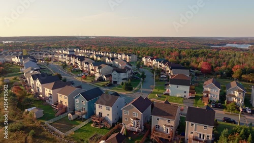 Aerial view of homes in Halifax, Nova Scotia during autumn season