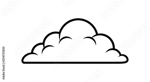 Simple outlined cloud icon illustration. Graphic design element depicting a weather symbol or thought bubble shape on a white background.
