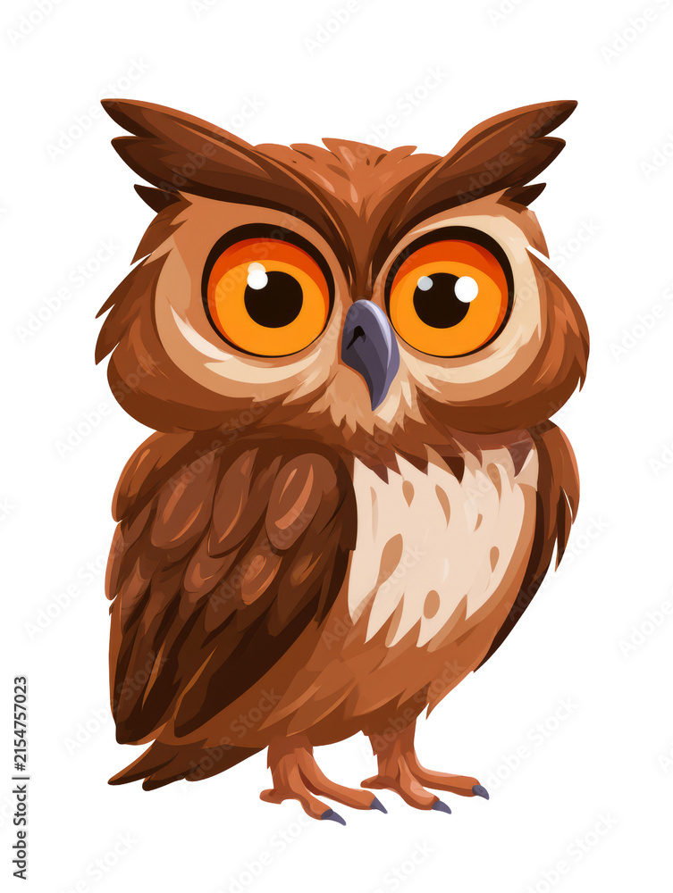 Fototapeta premium Brown Owl Cartoon Halloween Character