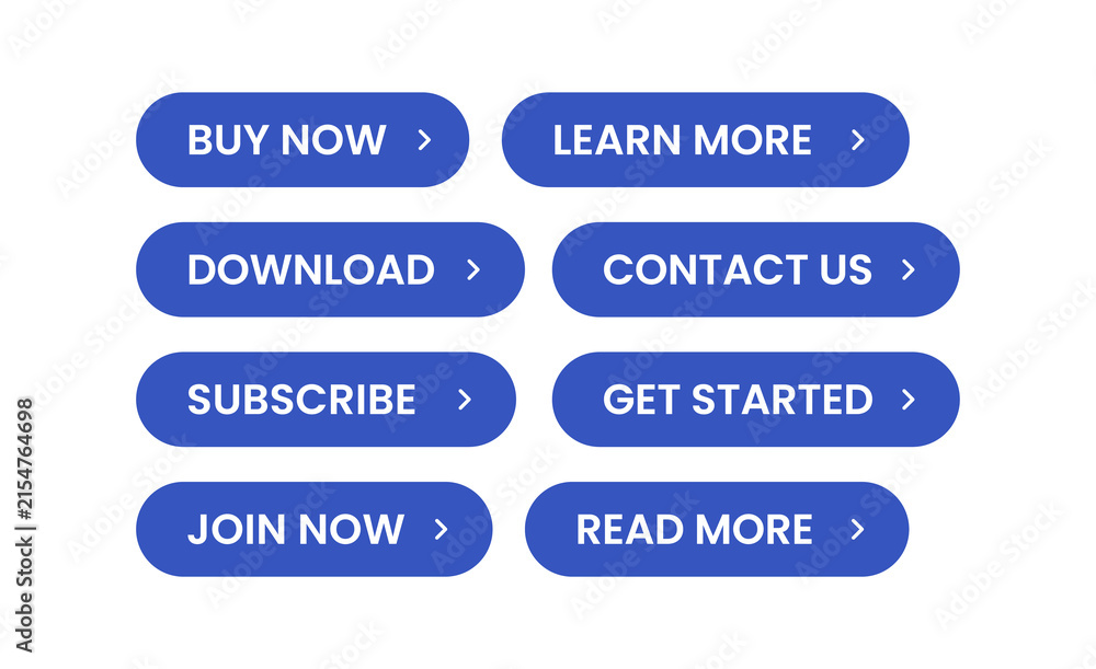 Fototapeta premium blue Rounded Pill Call to Action Buttons Set Modern UI CTA Labels Vector Collection