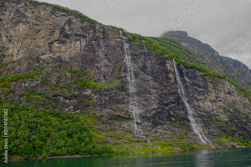 Seven Sisters Waterfalls on the Cliffs of Geirangerfjord, Norway
