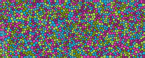 Playful mosaic background with blue pink and lime green color blocks