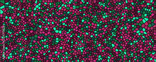 Dark mosaic background with deep purple and bright mint green accents