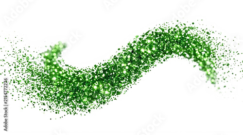 Green abstract dots forming elegant curved shape design element transparent background