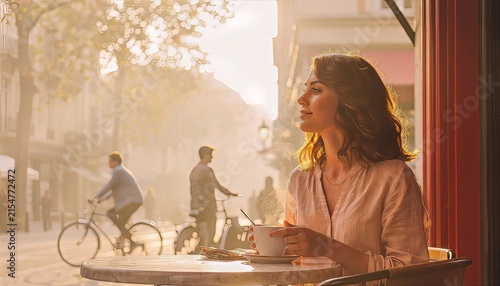 Golden hour conversation of diverse friends at an outdoor city caf?
