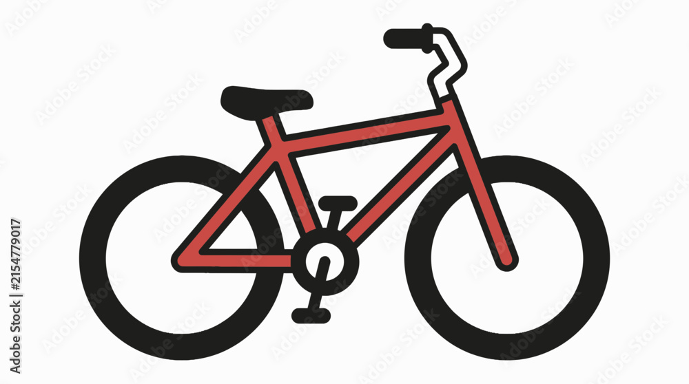 Fototapeta premium Modern red bicycle with black wheels and mountain frame.
