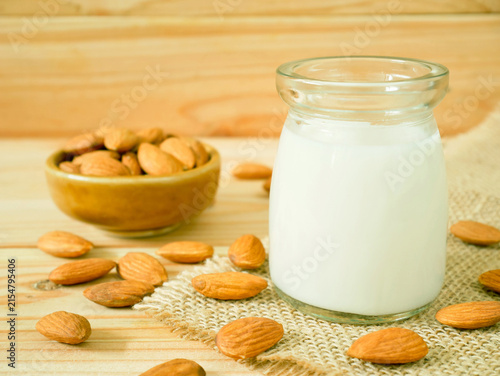A jar of almond milk