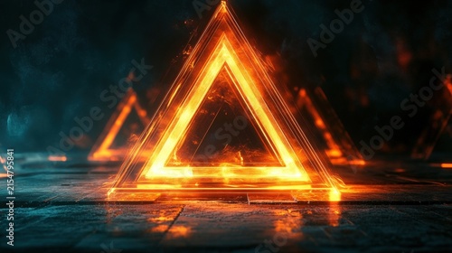 Fiery Triangle Portal in Dark Space.