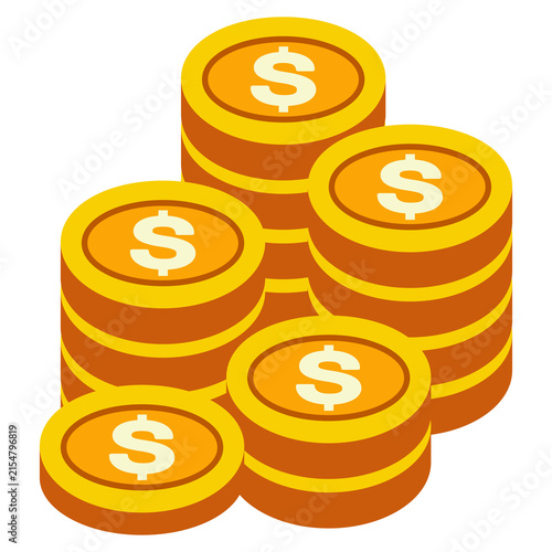 Gold Money Coins Vector Illustration for Finance Business Banking Investment Wealth Currency and Financial Success