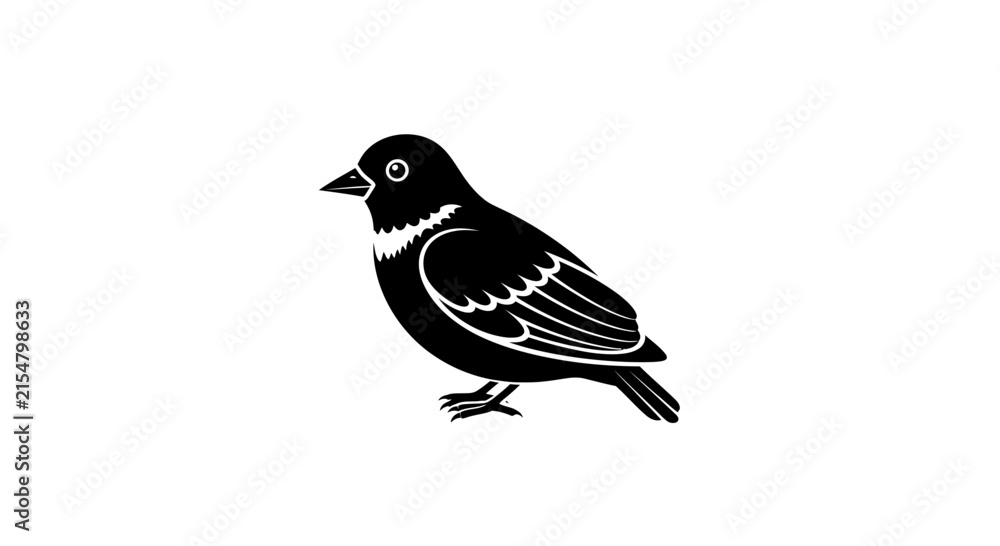 Obraz premium Minimalist Black Bird Silhouette on White Background