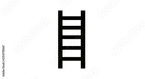 Minimalist Black Ladder Icon on White Background, Symbolizing Progress, Goals, and Ascent