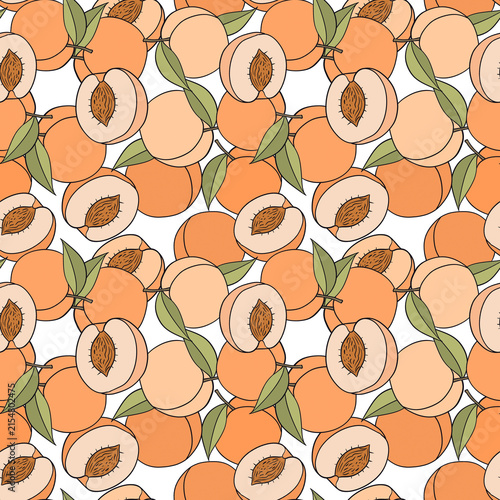 Seamless pattern with peaches