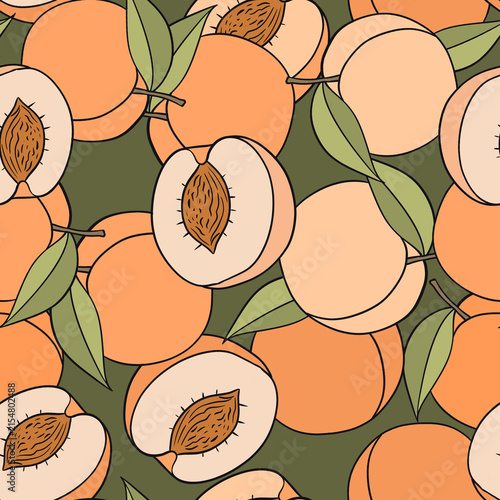 Seamless pattern with peaches