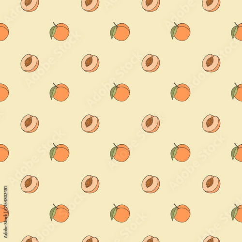 Seamless pattern with peaches