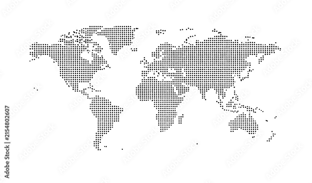 Fototapeta premium World Map Dotted Vector Illustration Global Atlas