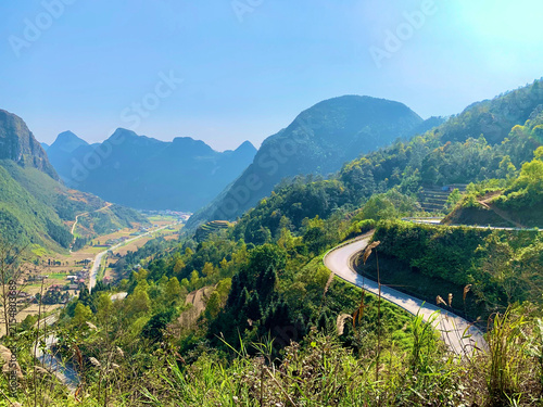 Mountain Road Through the Ha Giang Highlands, Vietnam