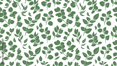 Seamless Pattern of Elegant Green Eucalyptus Leaves