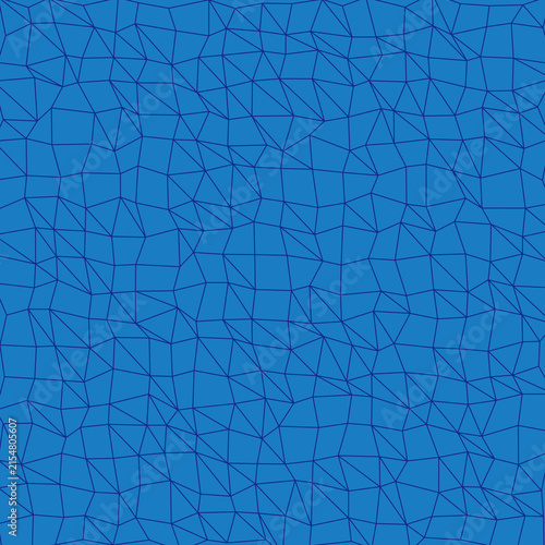 Blue Low Poly Geometric Mesh Seamless Pattern Vector Illustration – Modern Polygon Line Background