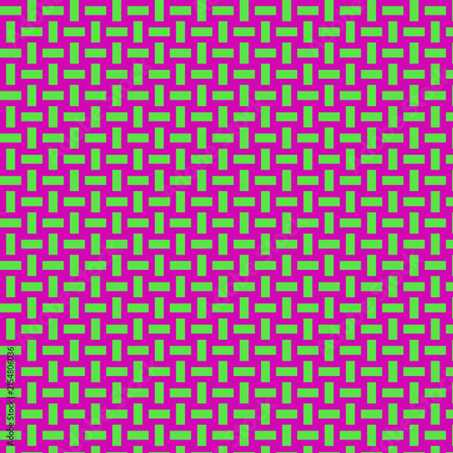 Magenta and Bright Green Basketweave Seamless Pattern Vector Illustration – Vibrant Geometric Woven Background