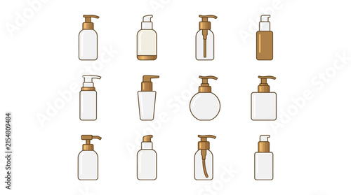 White pump bottle icons for lotion and soap