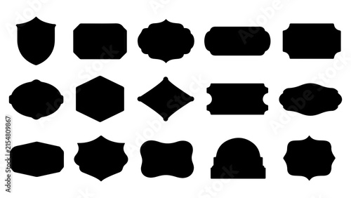 A diverse collection of decorative frames and vintage shield shapes isolated on white background for graphic design and branding projects vector set