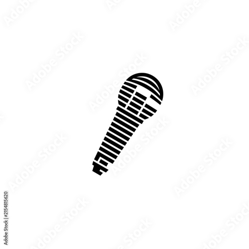 Abstract microphone icon with horizontal stripes for audio and music design projects